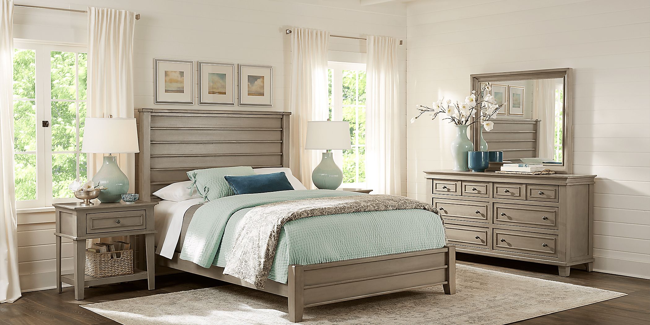 Rooms To Go Darby Brook Light Gray 3 Pc Queen Bed